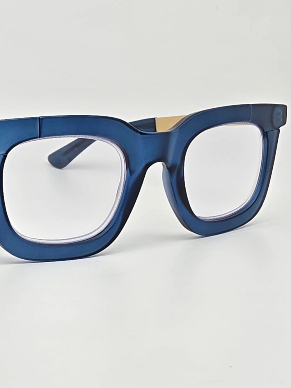 Ryan Simkhai Olivia Matte Blue Gold +1.75 Blue Light Blocking Reading Glasses - Picture 6 of 12